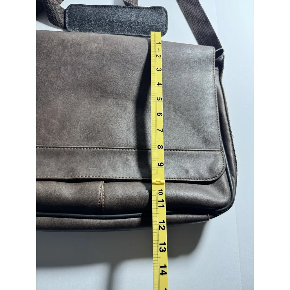 Debco Messenger Bag Mens Brown Faux Leather Laptop Crossbody Professional B1633